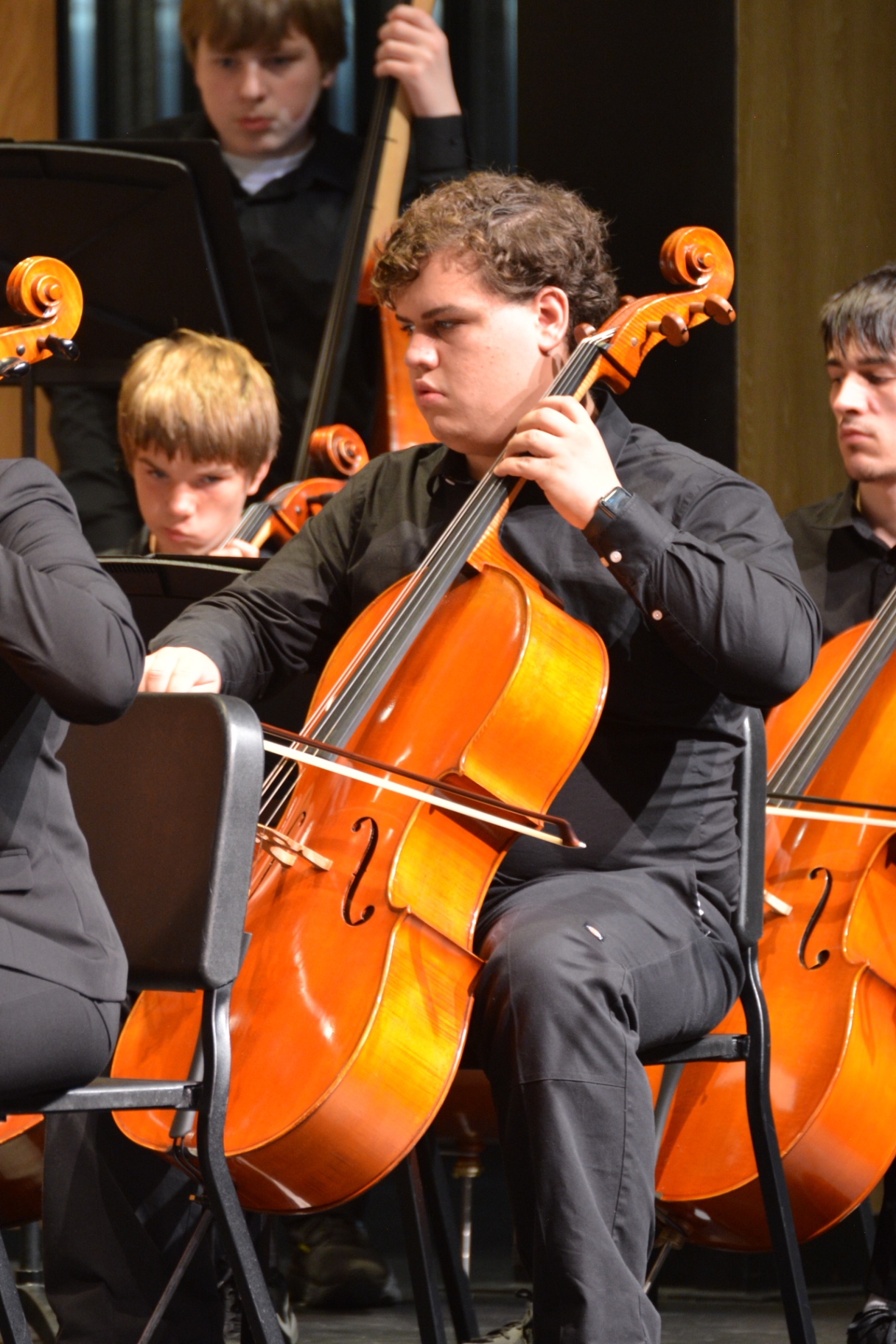 Cellist performing in the Sartell orchestra