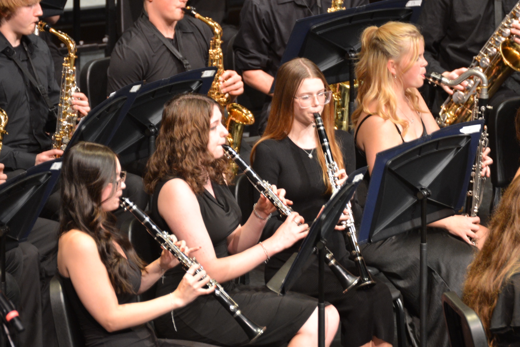 Clarinet section performing in the Sartell concert band